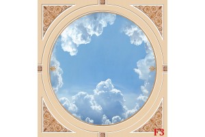 Фототапет овален орнамент за таван с небе 