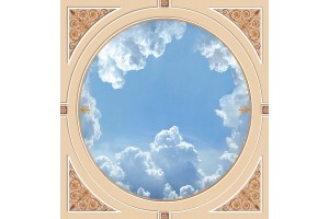 Фототапет овален орнамент за таван с небе 