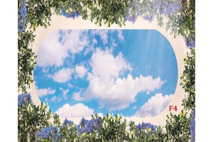 Фототапет за таван с 3д ефект небе и овална рамка