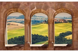 Фототапет изглед през старинни колони Тоскана