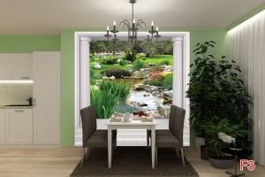 фототапети изглед градина с колони