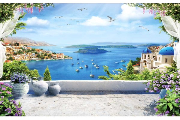 Фототапет фантастична 3д композиция морска каменна тераса