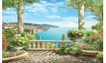Фототапет уникална красива гледка морски пейзаж и цветя