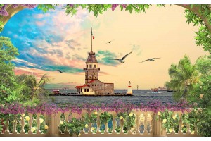  Фототапети изглед тераса моминска кула в Истанбул