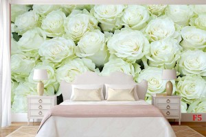 Фототапети стена от рози бели