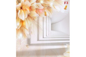 Фототапети триизмерен ефект тунел с оранжеви цветя