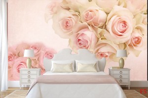 Фототапети розови бледи рози с орнаменти