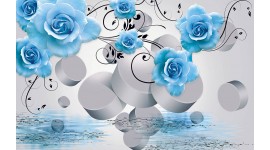  Фототапет-30% размер 330 см-210 см - 3D Сини рози 