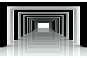 Фототапет контрастен тунел в черно с и без сфери