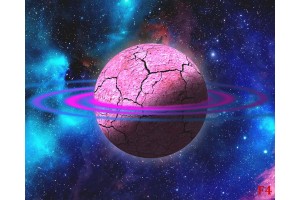 Фототапет космос звезди розова планета 
