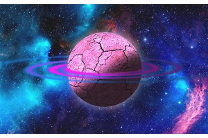 Фототапет космос звезди розова планета 