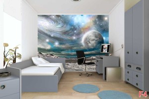 Фототапет красив лунен пейзаж космос
