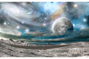 Фототапет красив лунен пейзаж космос