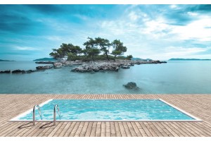 Фототапети имитация на гледка остров с басейн и море
