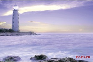 Фототапет красив морски фар в лилаво
