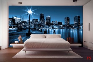 Фототапети крайбрежие на Бостън изглед синя гама