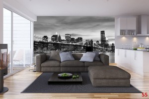 Фототапет Бруклинския мост изглед в 2 цвята