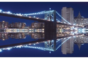 Фототапети бруклинския мост огледален образ син фон 2