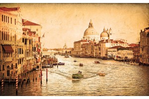 Фототапети Венеция гранде канал състарен ефект 2 цвята
