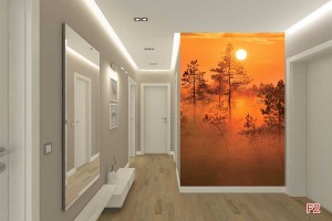 Фототапети оранжева гора при залез Фототапети оранжева гора при залез