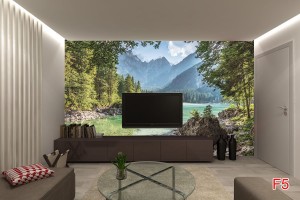 Фототапети красив планински изглед с река и гори