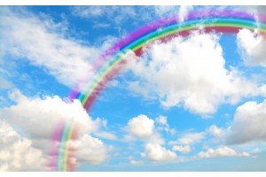 Фототапет небе с облачета и цветна дъга