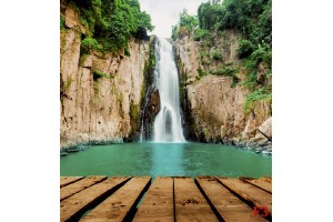 Фототапет красив голям водопад с платформа