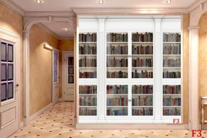 Фототапети стена бяла библиотека с книги 