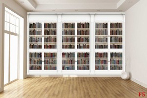 Фототапети стена бяла библиотека с книги 