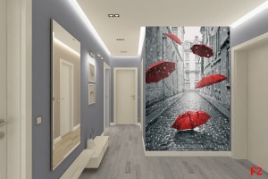 Фототапет арт с чадъри в черно и червено
