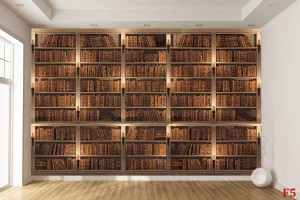 Фототапети библиотека стена ретро модел със стари книги