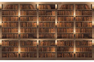 Фототапети библиотека стена ретро модел със стари книги