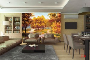 Фототапети картина есенна гора и мост
