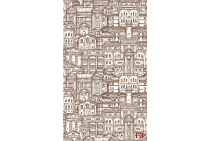 Фототапети графика старинни сгради в 2 цвята