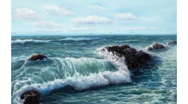 Фототапети рисуван морски пейзаж панорама море