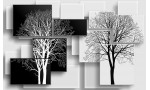 Фототапети 3д геометрични елементи в бяло и черно с графика 
