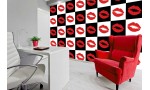 Фототапет мотив с червени устни на квадрати