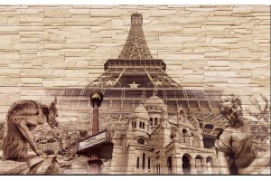 Фототапети композиция камък и Айфеловата кула в 3 цвята