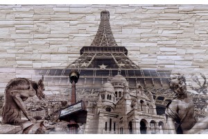 Фототапети композиция камък и Айфеловата кула в 3 цвята