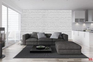 Фототапет имитация на сиво-бели тухли 2