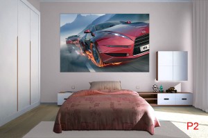 Фототапети красиви червени коли и пламъци