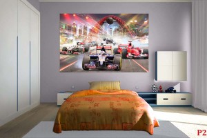 Фототапет 3d колаж с рали автомобили и небостъргачи