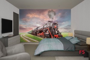 Фототапети красива гледка на влак в поле