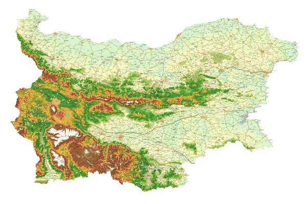 Фототапет подробна селищна пътна карта на България