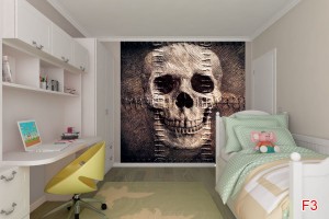 Фототапети череп с текстура на плат и шевове