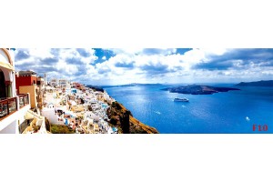 maxi прекрасна панорама Санторини сгради и море